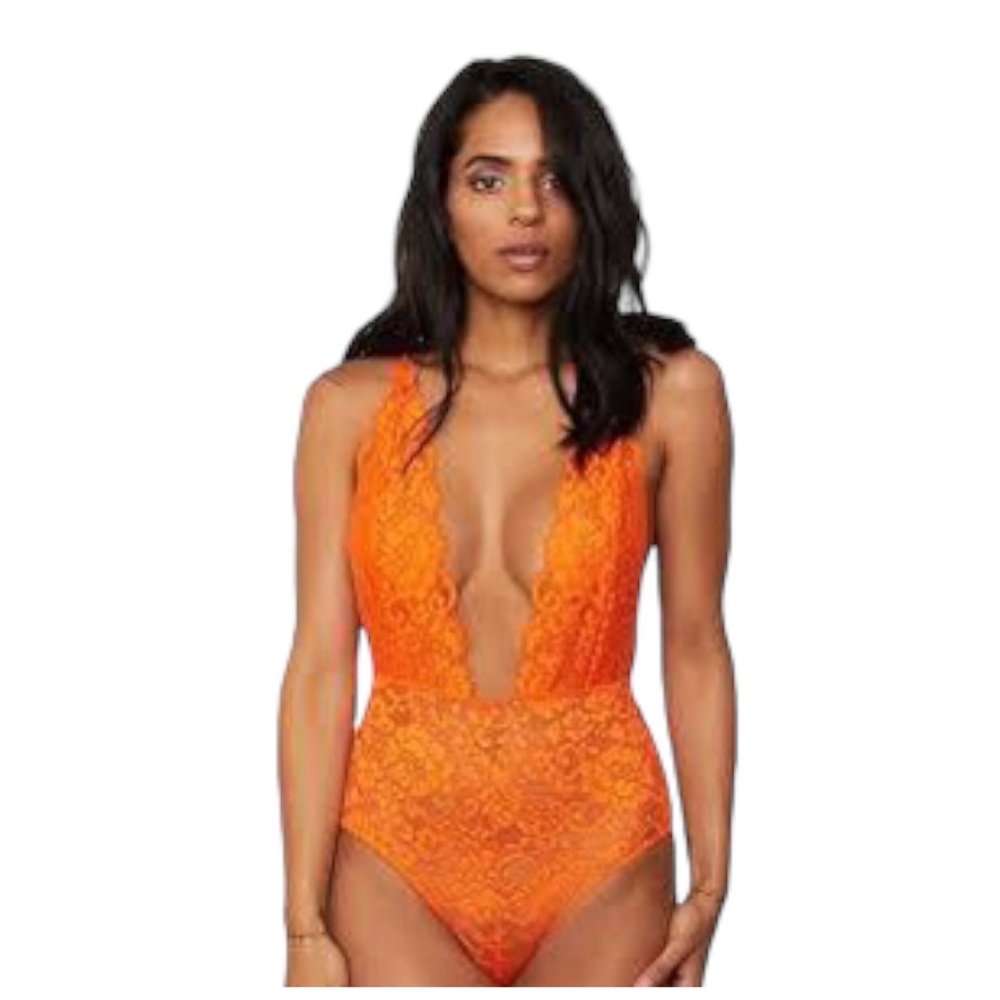 Revolve HAH Comin In HAHt Lace Bodysuit Burnt Orange